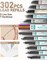 36-Piece Blocky Gear Mechanical Pencil Set – 0.3/0.5/0.7/0.9/2mm Metal Pencils with 302 Graphite & Colored Lead Refills, Erasers & Sharpeners – Perfect for Art, Drawing, Sketching, and Drafting (Black)